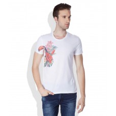Deals, Discounts & Offers on Men Clothing - United Colors of Benetton White Round Neck T-Shirt