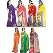 Deals, Discounts & Offers on Women Clothing - Upto 64% offer on Exquisite Set of 7 Premium Georgette Sarees 