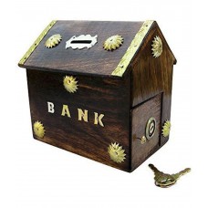 Deals, Discounts & Offers on Home Decor & Festive Needs - Clickflip brown Wooden Piggy Bank