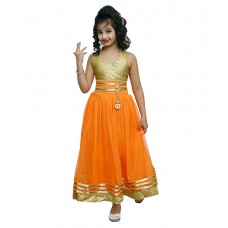 Deals, Discounts & Offers on Baby & Kids - Ishika Garments Orange Gown For Girls