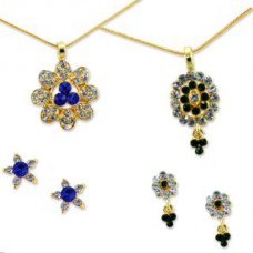 Deals, Discounts & Offers on Earings and Necklace - Gold Plated CZ Studded Combo Set of 2 Pendent Set With Earrings