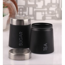 Deals, Discounts & Offers on Storage - Dynamic Store Barrel Black Round 900 ML Tea and Sugar Canister - Set of 2