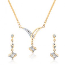 Deals, Discounts & Offers on Earings and Necklace - Oviya Gold Plated Dazzling Arc Pendant Set With Crystals