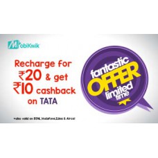 Deals, Discounts & Offers on Recharge - Rs.10 Cashback on Prepaid Recharges of Rs.20 and above on Tata
