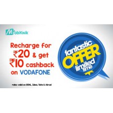 Deals, Discounts & Offers on Recharge - Rs.10 Cashback on Prepaid Recharges of Rs.20 and above on Voda