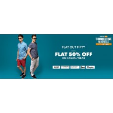 Deals, Discounts & Offers on Men Clothing - Casual Wear - Flat 50% powered by 6 brands