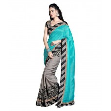 Deals, Discounts & Offers on Women Clothing - Sharda Creation Turquoise Bhagalpuri Silk Saree