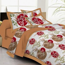 Deals, Discounts & Offers on  - Lali Prints Brown small leaves 1 Double Bedsheet with 2 pillow covers 100% cotton