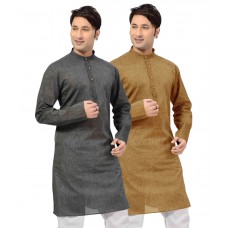 Deals, Discounts & Offers on Men Clothing - Sai Chikan Multicolor Cotton Blend Kurta