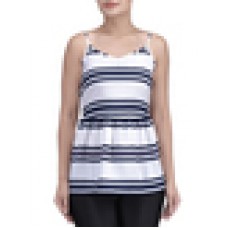 Deals, Discounts & Offers on Women Clothing - white polyester crepe striped cami top