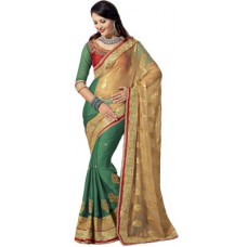 Deals, Discounts & Offers on Women Clothing - M.S.Retail Embriodered Bollywood Brasso, Satin, Crepe, Silk Sari