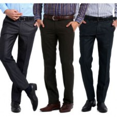 Deals, Discounts & Offers on Men Clothing - Leonard Ready Made Premium Formal Trousers Pack Of 3