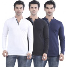 Deals, Discounts & Offers on Men Clothing - Flat 66% offer on Maniac Solid Men's Henley T-Shirt