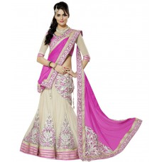 Deals, Discounts & Offers on Women Clothing - Flat 63% offer on SVM Pink Faux Georgette Lehenga