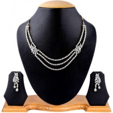 Deals, Discounts & Offers on Earings and Necklace - American Diamond Beautiful Brass Jewel Set
