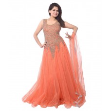 Deals, Discounts & Offers on Women Clothing - Flat 56% offer on Ganesh Orange Net Semi Stitched Dress Material