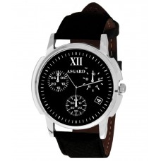Deals, Discounts & Offers on Men - Flat 78% offer on Asgard Black Leather Analog Watch