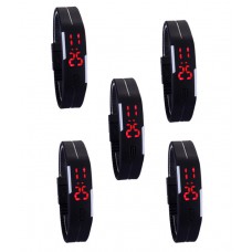 Deals, Discounts & Offers on Men - Svm Black Rubber Casual Watch - Combo Of 5