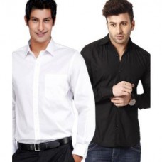 Deals, Discounts & Offers on Men Clothing - Flat 39% offer on Hawk Mens Black & White Full Sleeves Shirts