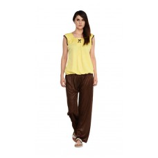 Deals, Discounts & Offers on Women Clothing - Klamotten Yellow And Brown Cotton Night Suit