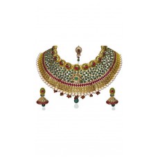 Deals, Discounts & Offers on  - Kriaa Green Alloy Necklace Set