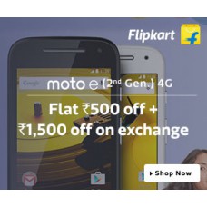 Deals, Discounts & Offers on Mobiles - Moto E (2nd Gen) 4G - FLAT Rs 500 OFF