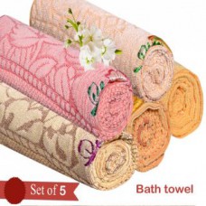 Deals, Discounts & Offers on  - Flat 65% off on pack Of 5 Plain Bath Towel using coupon